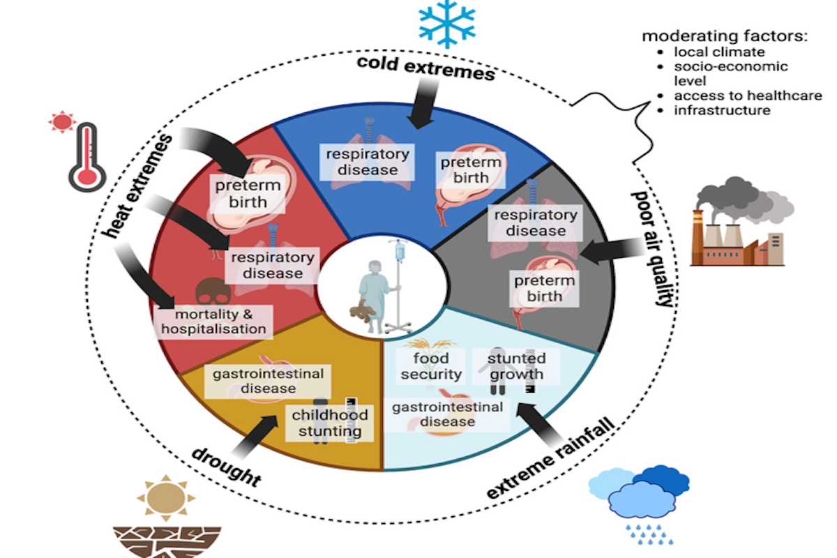 grafico cambiamento climatico salute respiratoria bambini